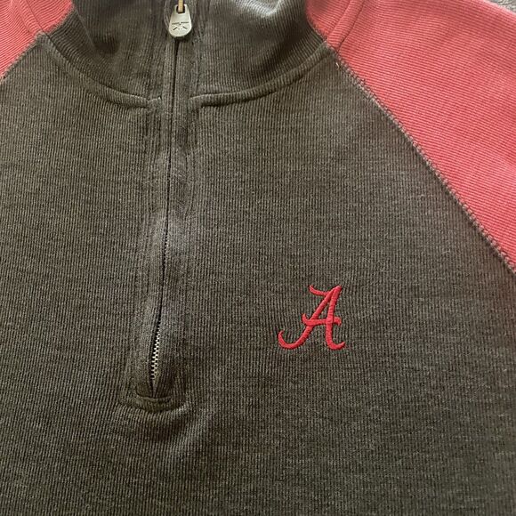 Alabama Crimson Tide Adult Medium 1/4 Zip Sweater Gray and Red Pressbox EUC - Picture 3 of 9